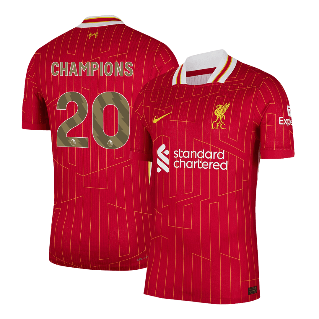 Camisola de futebol Liverpool CHAMPIONS #20 Home 2024/25 Champion Edition - Versão para jogadores