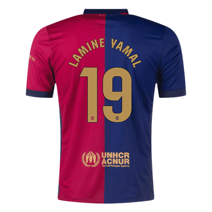 Camiseta personalizada del Barcelona LAMINE YAMAL #19 Local 2024/25 con el logotipo de Spotify y sin texto
