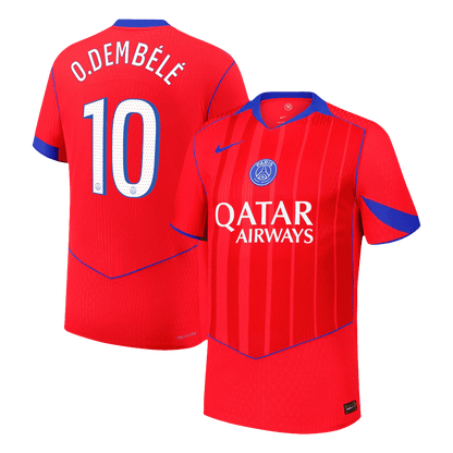 Jogador O.DEMBÉLÉ #10 PSG Fora Terceira Futebol Camisas 2025/26 Vermelho