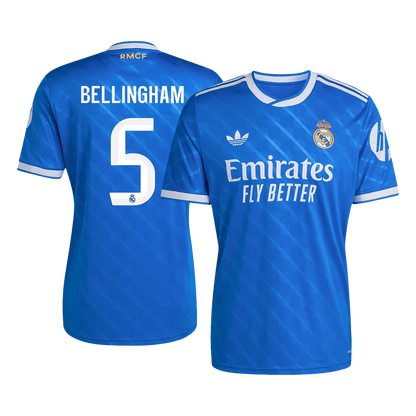BELLINGHAM #5 Real Madrid Fora Terceira Camisa 2025/26- Azul