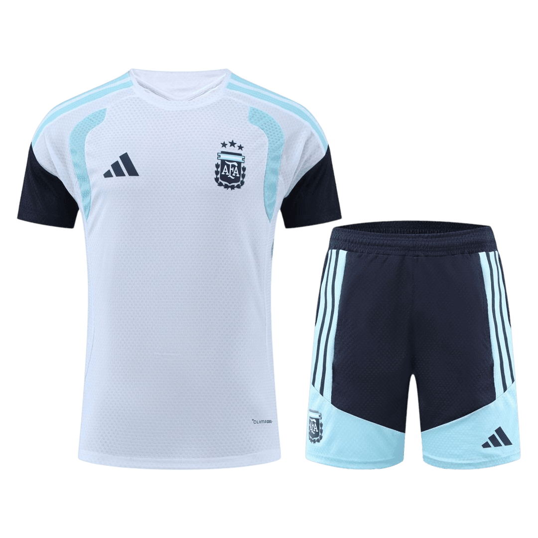 Versão Do Jogador Argentina Copa do Mundo Camisa Conjunto(Camisa+Calções) 2026 Branco - camisola de futebol para