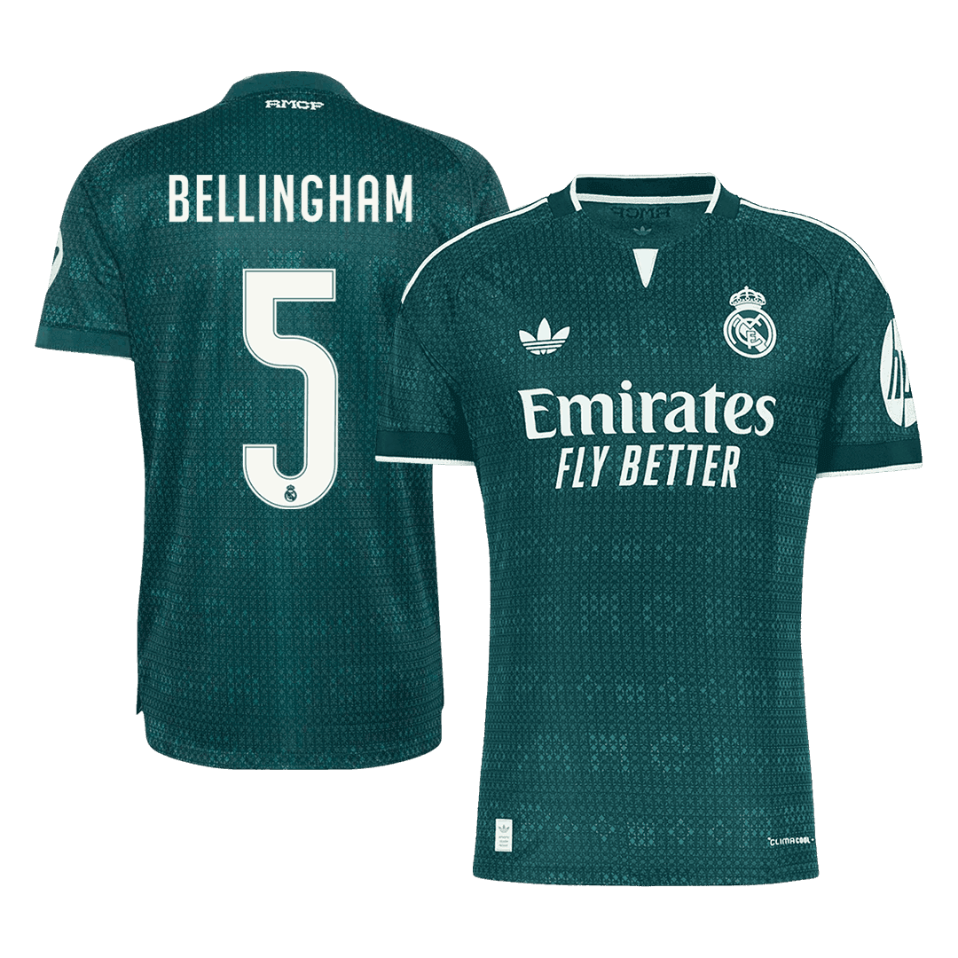 Versão do Jogador BELLINGHAM #5 Real Madrid Fora Futebol Camisas 2026/27 Verde