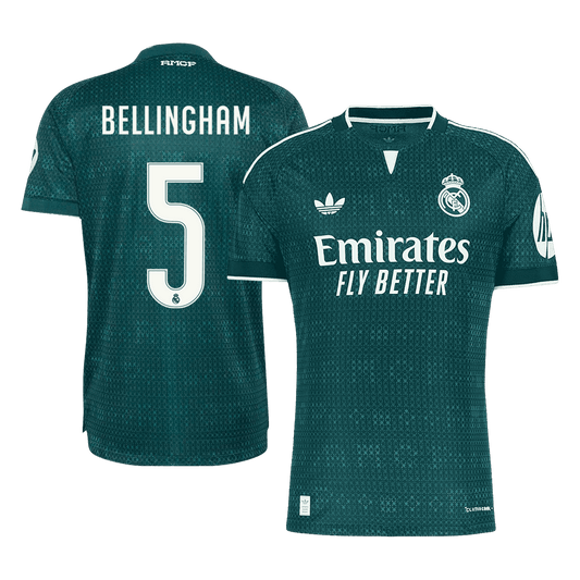Versão do Jogador BELLINGHAM #5 Real Madrid Fora Futebol Camisas 2026/27 Verde