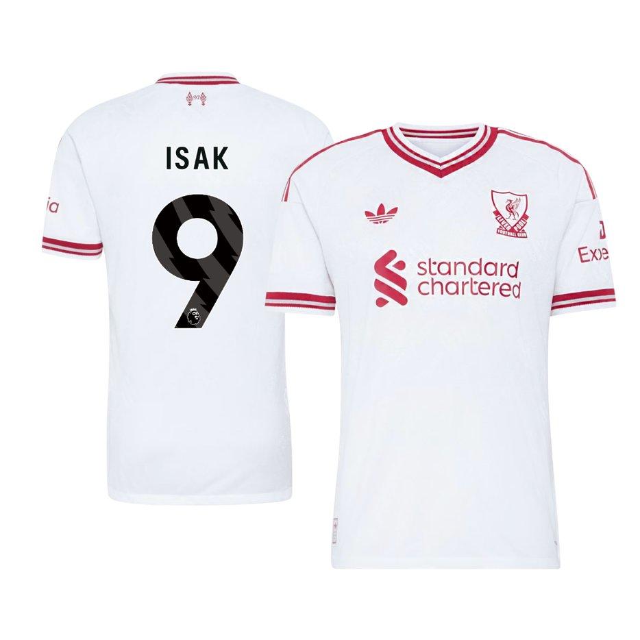 Versão do Jogador ISAK #9 Liverpool Fora Futebol Camisas 2026/27 Branco