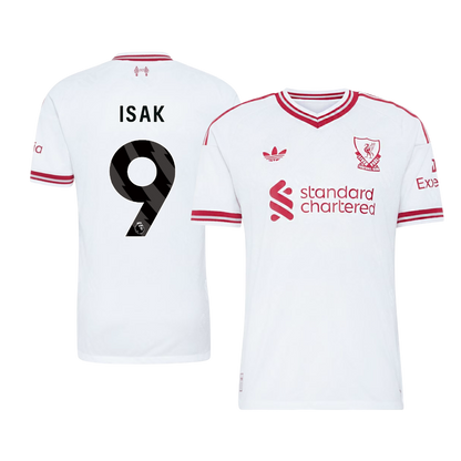 Versão do Jogador ISAK #9 Liverpool Fora Futebol Camisas 2026/27 Branco