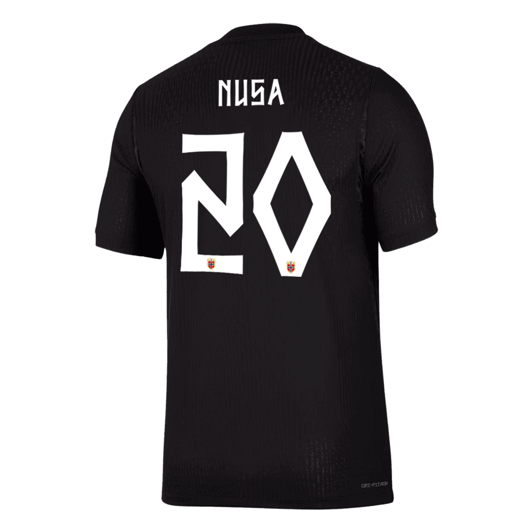 Versão do Jogador NUSA #20 Norway Fora Copa do Mundo Futebol Camisas 2026 Preto