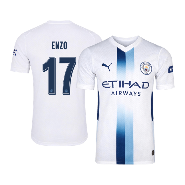 Versão do Jogador ENZO #17 Manchester City Terceira Futebol Camisas 2026/27 Branco - UCL