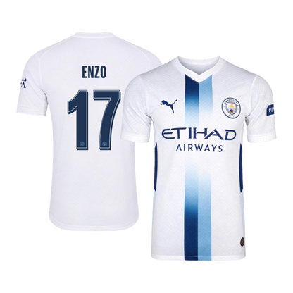 Versão do Jogador ENZO #17 Manchester City Terceira Futebol Camisas 2026/27 Branco - UCL
