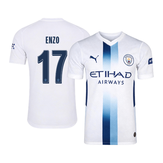 Versão do Jogador ENZO #17 Manchester City Terceira Futebol Camisas 2026/27 Branco - UCL