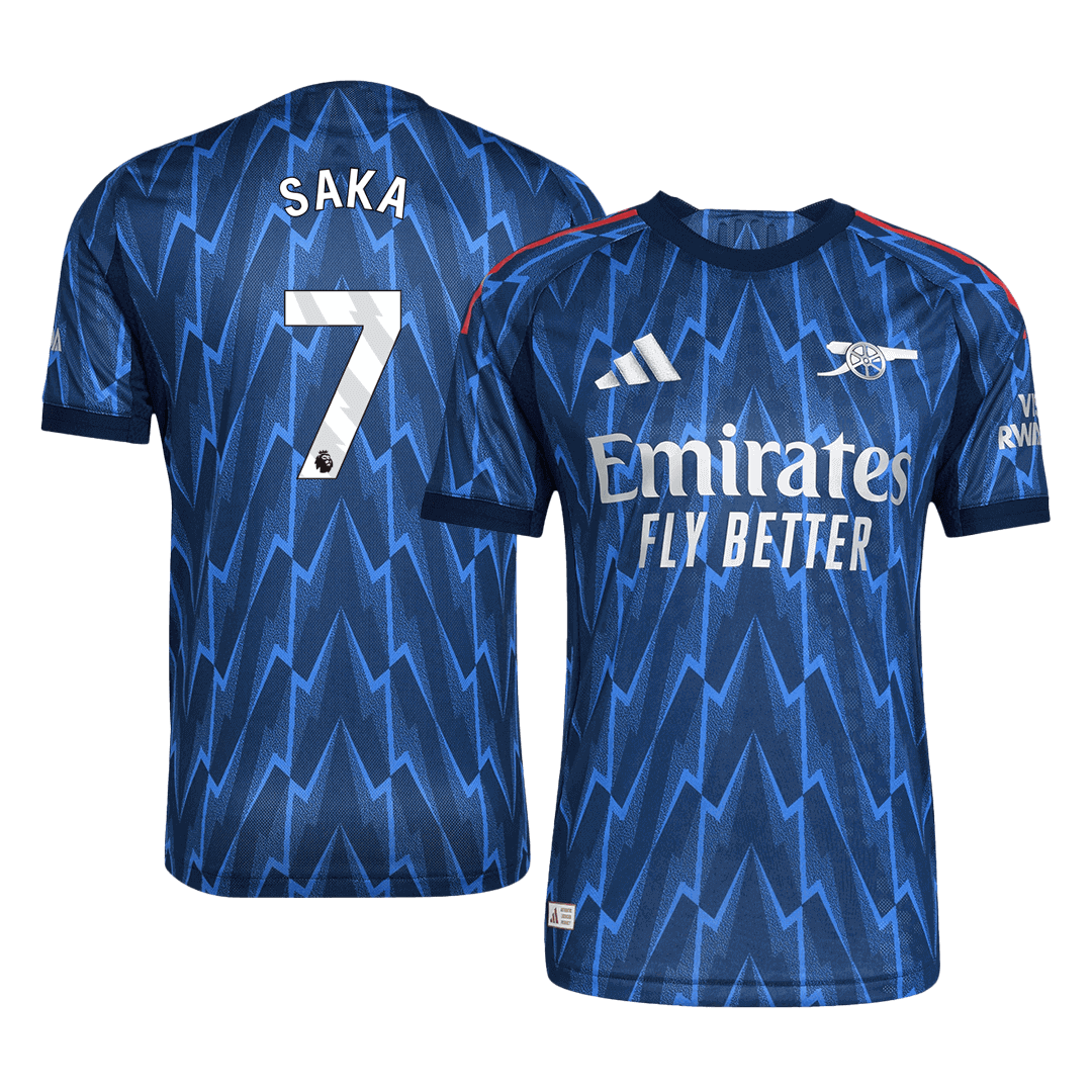 Autêntico SAKA #7 Arsenal Fora Futebol Camisas 2025/26 Azul
