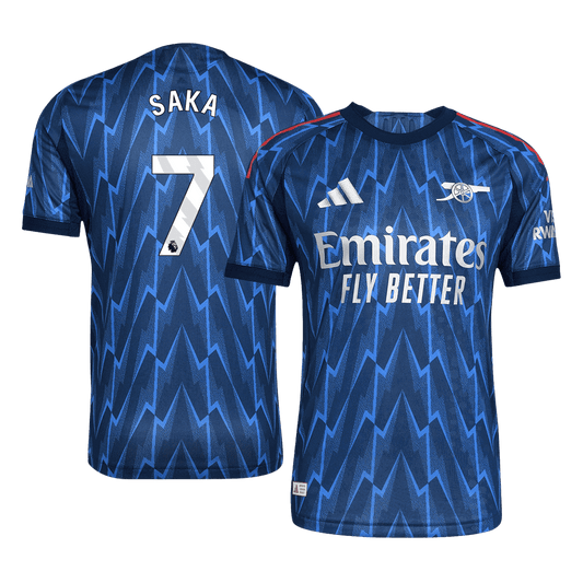 Autêntico SAKA #7 Arsenal Fora Futebol Camisas 2025/26 Azul