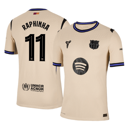 Autêntico RAPHINHA #11 Barcelona Fora UCL Futebol Camisas 2025/26 Amarelo