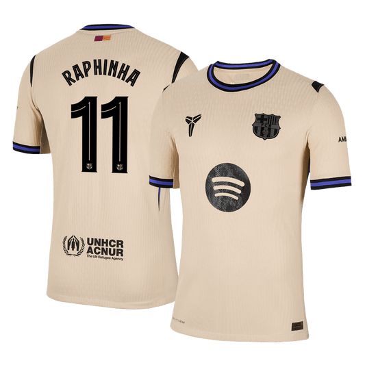 Autêntico RAPHINHA #11 Barcelona Fora UCL Futebol Camisas 2025/26 Amarelo