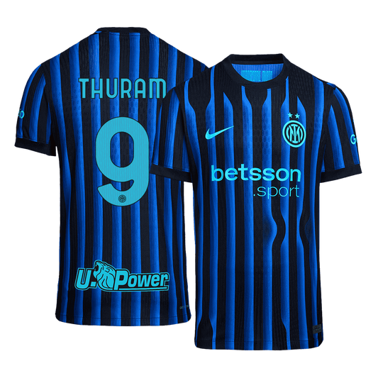 Autêntico THURAM #9 Inter Milan Casa Futebol Camisas 2025/26