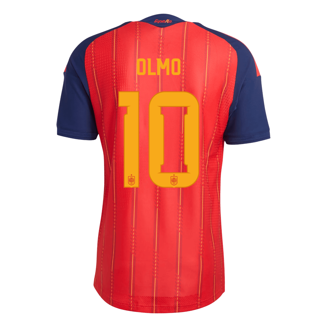 Versão do Jogador OLMO #10 Spain Casa Copa do Mundo Futebol Camisas 2026 Vermelho