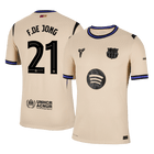 Jogador DE JONG #21 Barcelona Fora UCL Futebol Camisas 2025/26 Amarelo