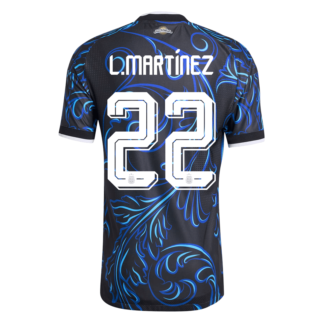 Versão do Jogador L. MARTÍNEZ #22 Argentina Fora Copa do Mundo Futebol Camisas 2026 Preto