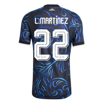 Versão do Jogador L. MARTÍNEZ #22 Argentina Fora Copa do Mundo Futebol Camisas 2026 Preto