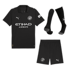 Manchester City Fora Camisa Conjunto(Camisa+Calções+Meias) 2025/26 Preto