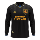 Retrô Manchester United Fora Manga Longa Camisa 1993/94 Preto