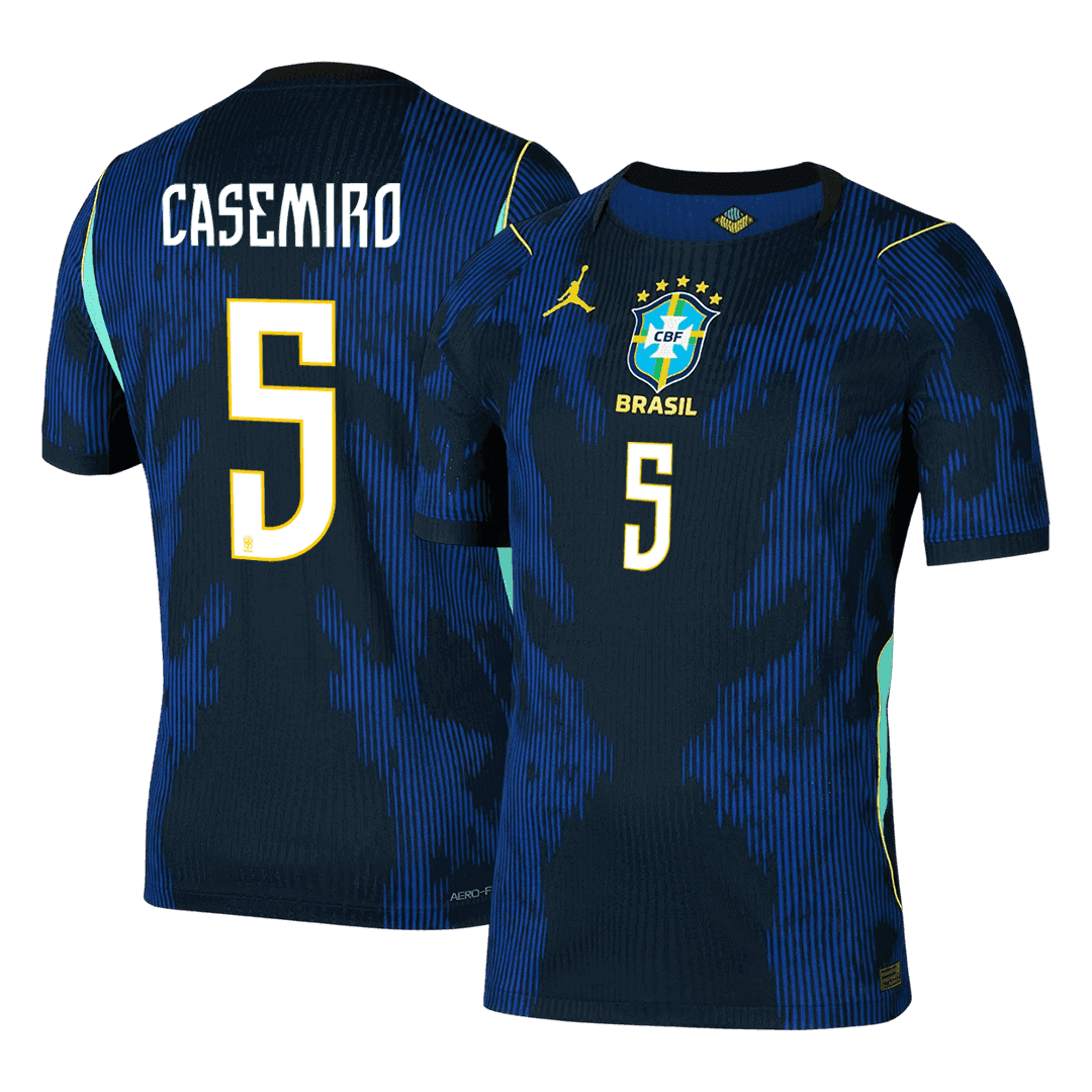 Versão do Jogador CASEMIRO #5 Brazil Fora Copa do Mundo Futebol Camisas 2026 Marinha