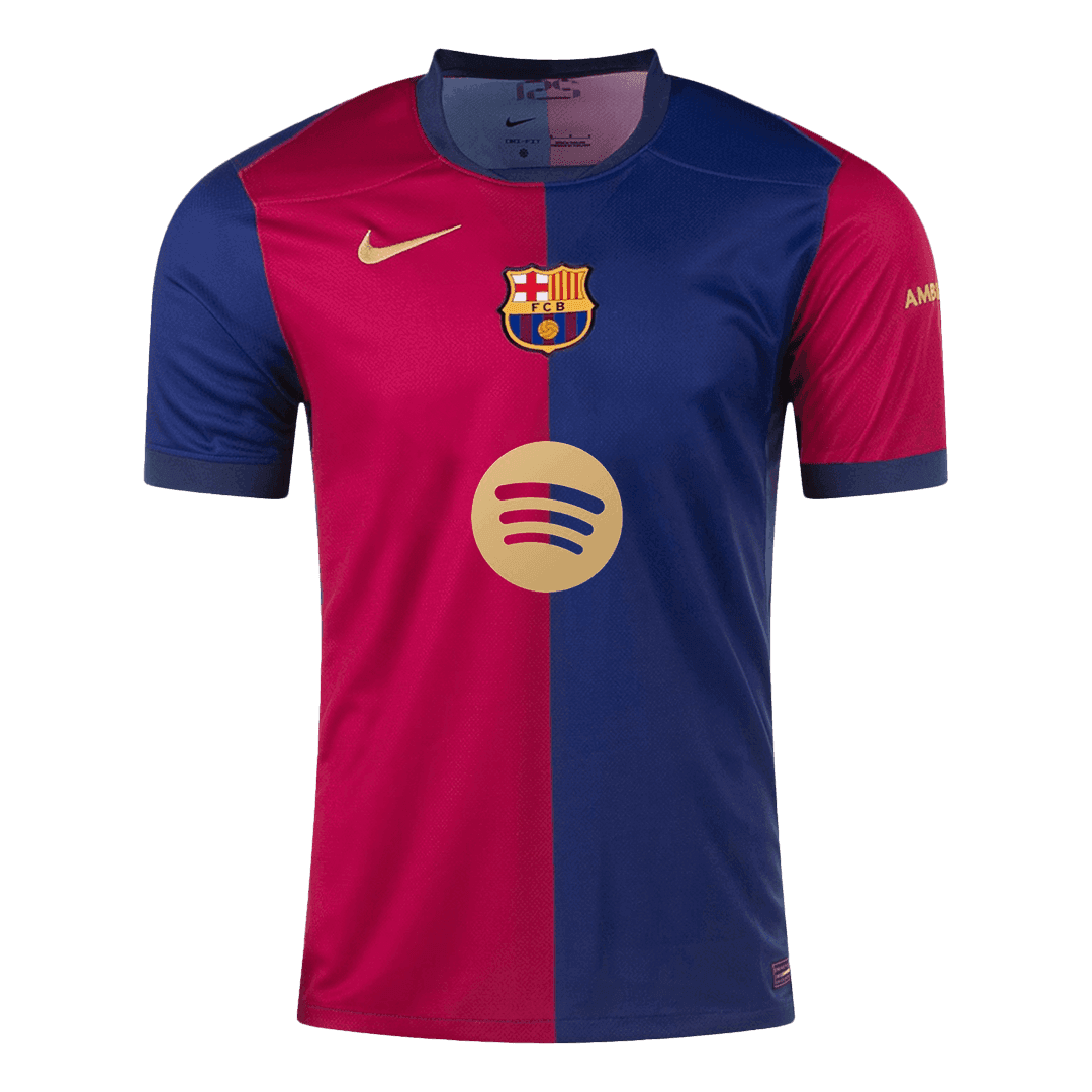 Camisola Barcelona Personalizada LAMINE YAMAL #19 Camisola de Futebol Home 2024/25 Logotipo Spotify Sem Texto