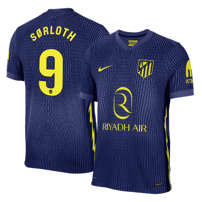 Versão do Jogador SØRLOTH #9 Atletico Madrid Fora Futebol Camisas 2025/26 Marinha