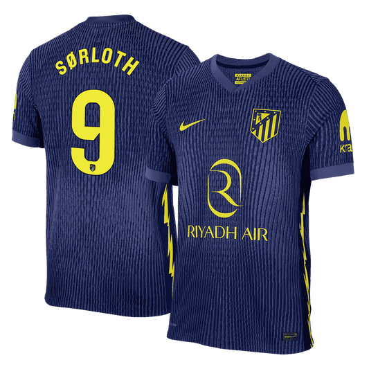 Versão do Jogador SØRLOTH #9 Atletico Madrid Fora Futebol Camisas 2025/26 Marinha