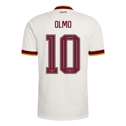 Versão do Jogador OLMO #10 Spain Fora Copa do Mundo Futebol Camisas 2026 Branco