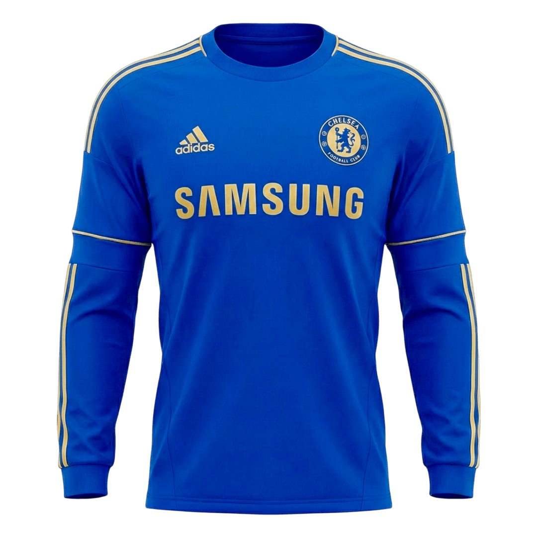 Retrô Chelsea Casa Manga Longa Camisa 2012/13 Azul