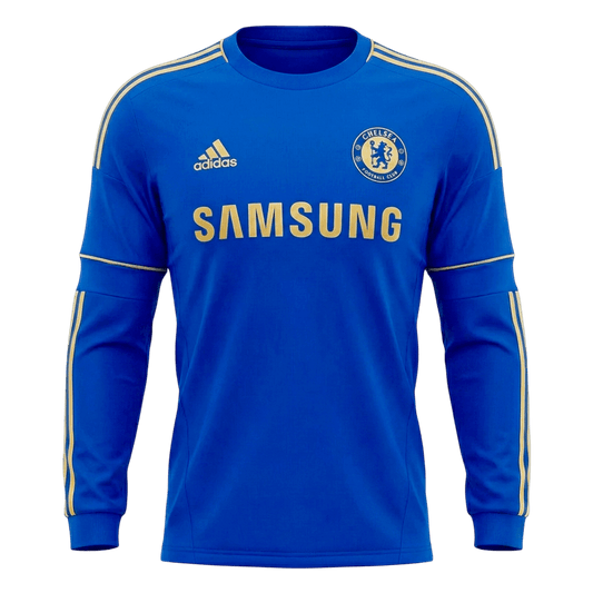 Retrô Chelsea Casa Manga Longa Camisa 2012/13 Azul