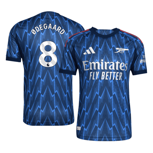 Autêntico ØDEGAARD #8 Arsenal Fora Futebol Camisas 2025/26 Azul