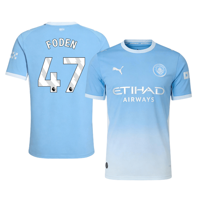 Versão do Jogador FODEN #47 Manchester City Casa Futebol Camisas 2026/27 Azul