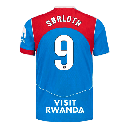 Versão do Jogador SØRLOTH #9 Atletico Madrid Terceira Futebol Camisas 2025/26 Azul