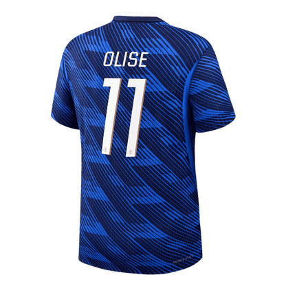 Versão do Jogador OLISE #11 France Casa Copa do Mundo Futebol Camisas 2026 Azul