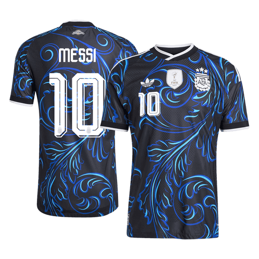 Versão do Jogador MESSI #10 Argentina Fora Copa do Mundo Futebol Camisas 2026 Preto