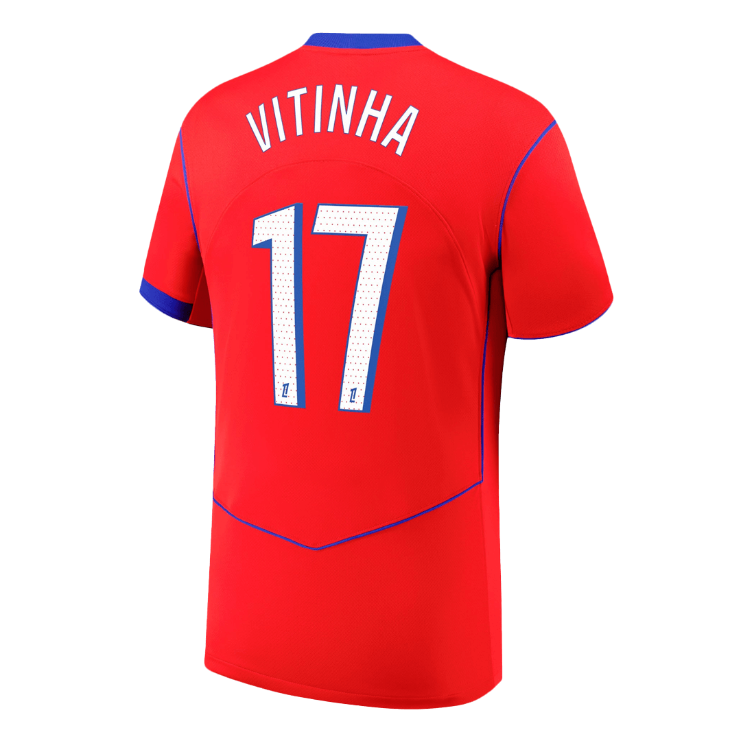 VITINHA #17 PSG Fora Terceira Camisa 2025/26 Vermelho