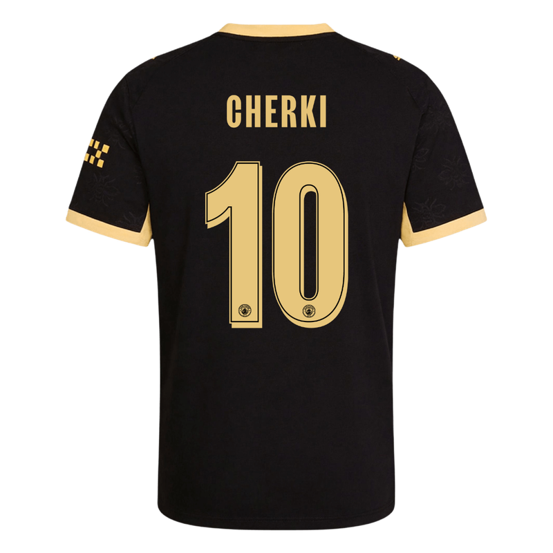 Versão do Jogador CHERKI #10 Manchester City Fora Futebol Camisas 2026/27 Preto - UCL