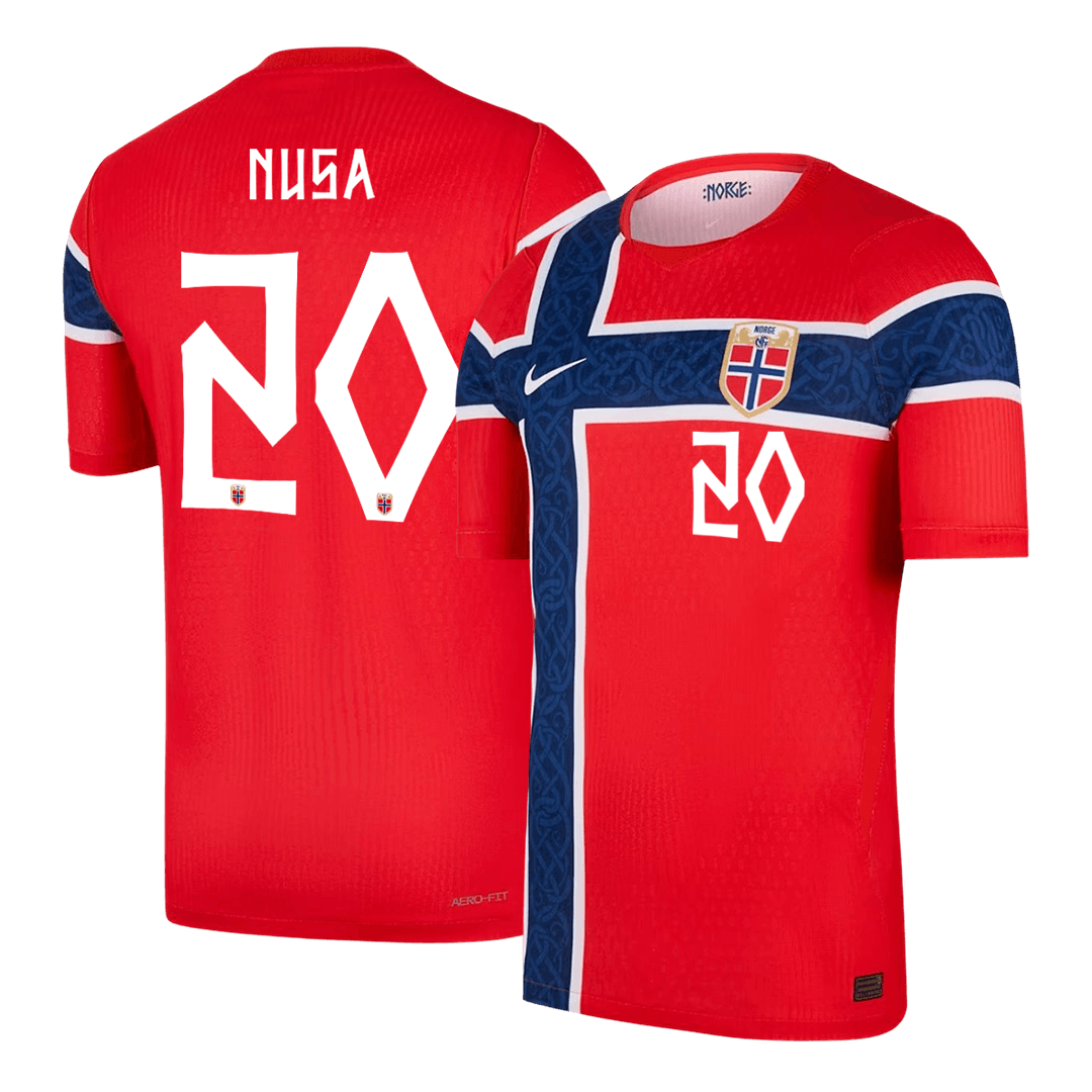 Versão do Jogador NUSA #20 Norway Casa Copa do Mundo Futebol Camisas 2026 Vermelho