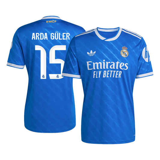 ARDA GÜLER #15 Real Madrid Fora Terceira Camisa 2025/26 Azul