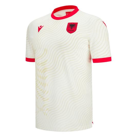 Albania Fora Camisa Copa do Mundo 2026 Branco - camisola de futebol para adeptos em