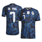 Versão do Jogador DE PAUL #7 Argentina Fora Copa do Mundo Futebol Camisas 2026 Preto