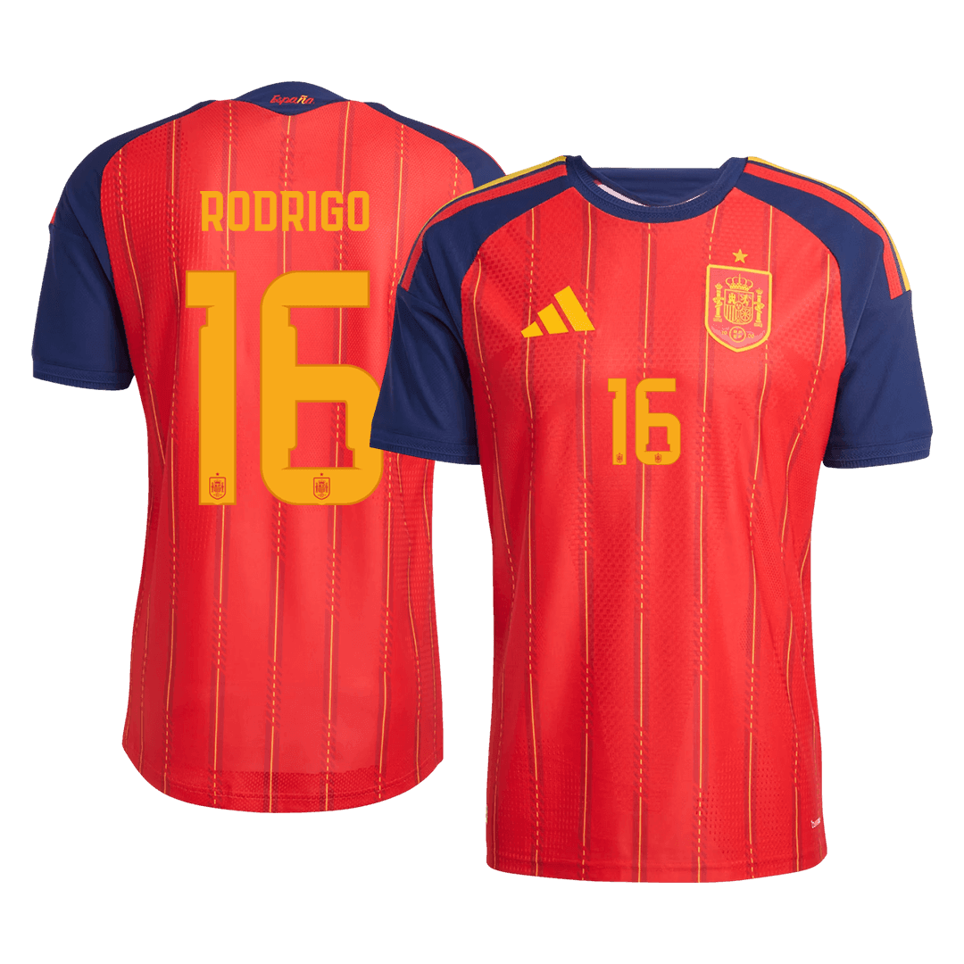 Versão do Jogador RODRIGO #16 Spain Casa Copa do Mundo Futebol Camisas 2026 Vermelho