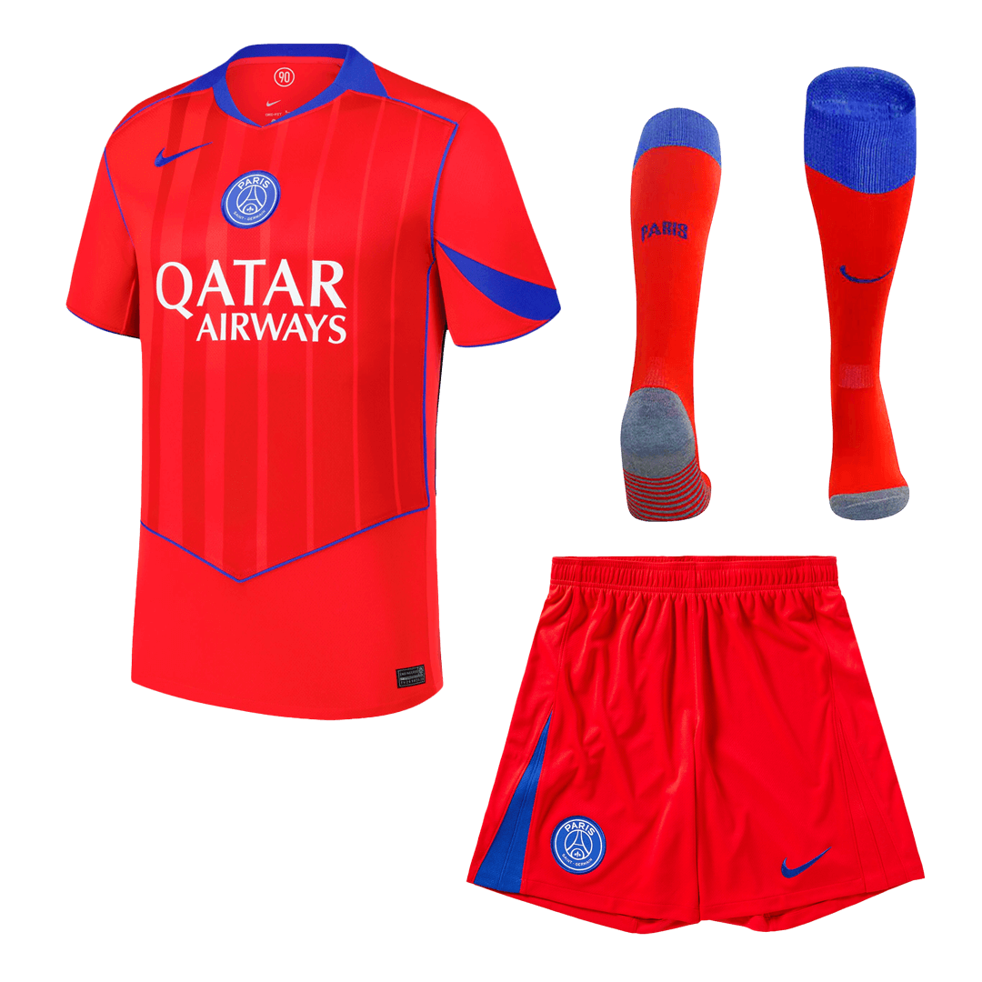 PSG Fora Terceira Camisa Conjunto(Camisa+Calções+Meias) 2025/26 Vermelho