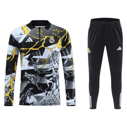 Real Madrid Infantil Zíper Moletom Conjunto (Top+Pants) 
 2025/26 Preto camisola de futebol