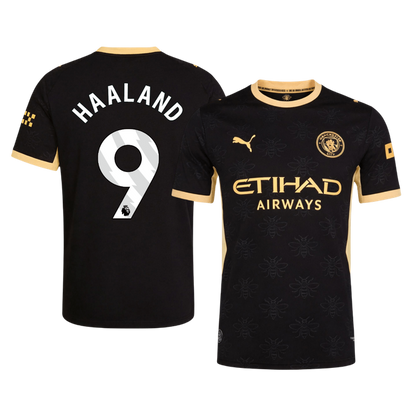 Versão do Jogador HAALAND #9 Manchester City Fora Futebol Camisas 2026/27 Preto
