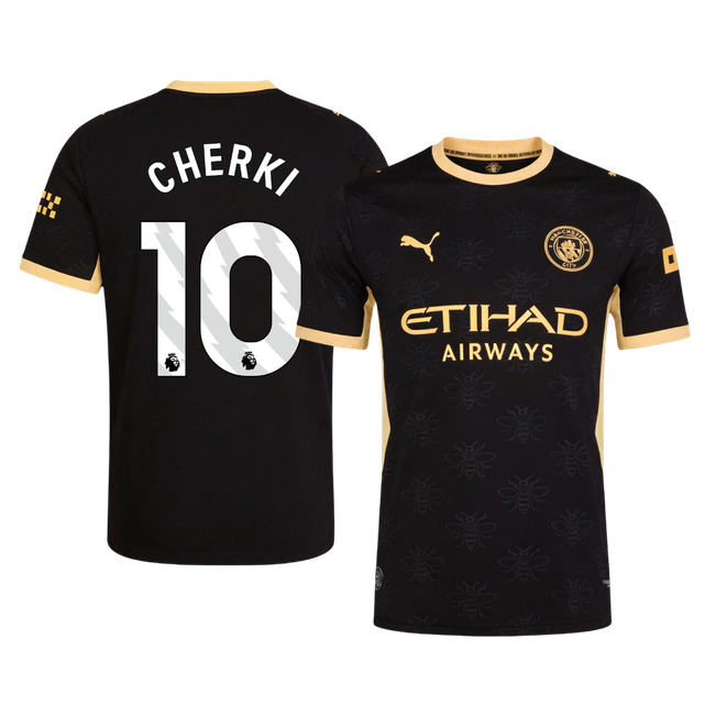 Versão do Jogador CHERKI #10 Manchester City Fora Futebol Camisas 2026/27 Preto