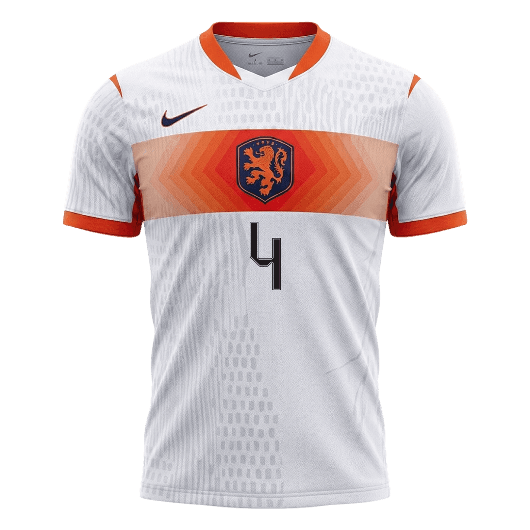 Versão do Jogador VIRGIL #4 Netherlands Fora Copa do Mundo Futebol Camisas 2026 Branco