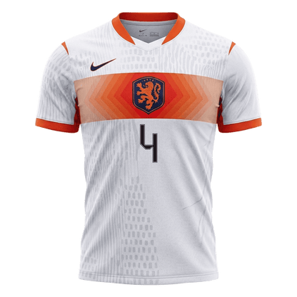 Versão do Jogador VIRGIL #4 Netherlands Fora Copa do Mundo Futebol Camisas 2026 Branco