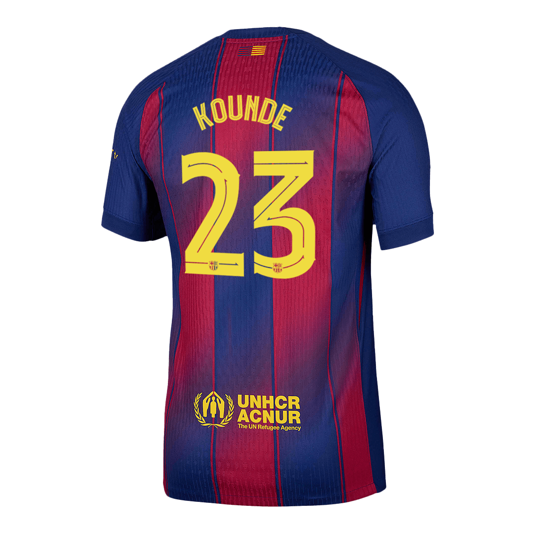 Autêntico KOUNDE #23 Barcelona Casa UCL Futebol Camisas 2025/26 - UCL
